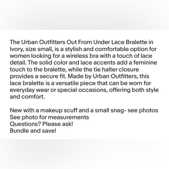 Urban Outfitters Out From Under Lace Bralette Ivory Size Small New W/ Flaws - Picture 11 of 12
